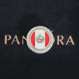 Pandora Peru Flag Charm Bead Exclusive Travel Pendant S925 Silver with box